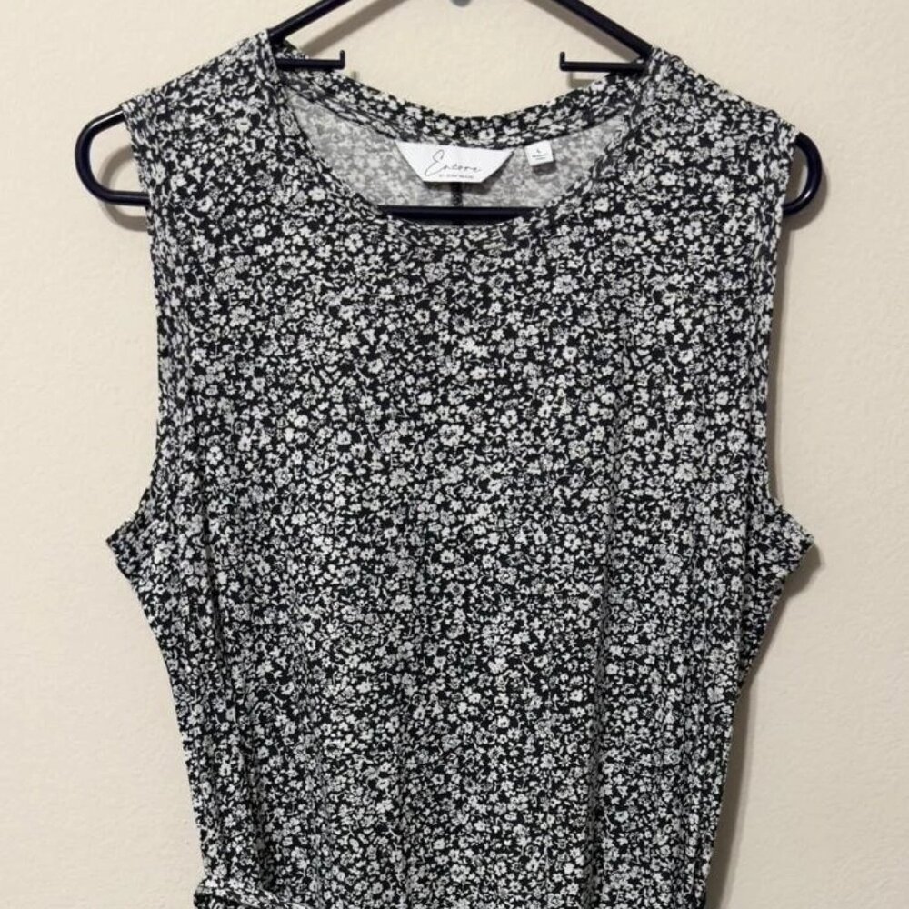 Women's Encore by Idina Menzel Sleeveless Dress Blue Floral Print Size L